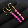 Pink Opal Earrings, 925 Silver & 14k Gold, Ethiopian Gemstone