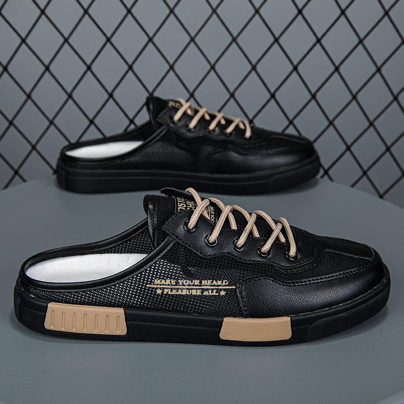 Summer Breathable Hollowed Out Mesh Shoes with Trendy Toe Caps, Half Slippers, and Pedal Shoes