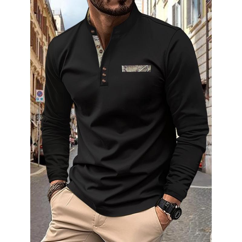 Fashionable Men's Sweatshirt: Casual, Sporty, Comfortable with Small Stand Collar Long-Sleeved Top