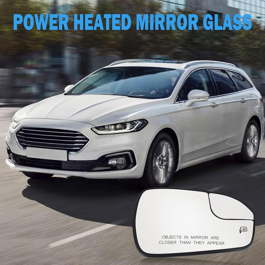 Passenger Right Side Heated Mirror Glass Replacement For 2013 2014 2015 2016 2017 2018   Ford Fusion - Exterior Side View Convex Mirror With Blind