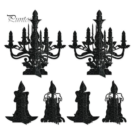 

6 шт. Картонные украшения для стола на Хэллоуин, праздничная атмосфера, реквизит для вечеринки на Хэллоуин, домашний декор чёрный