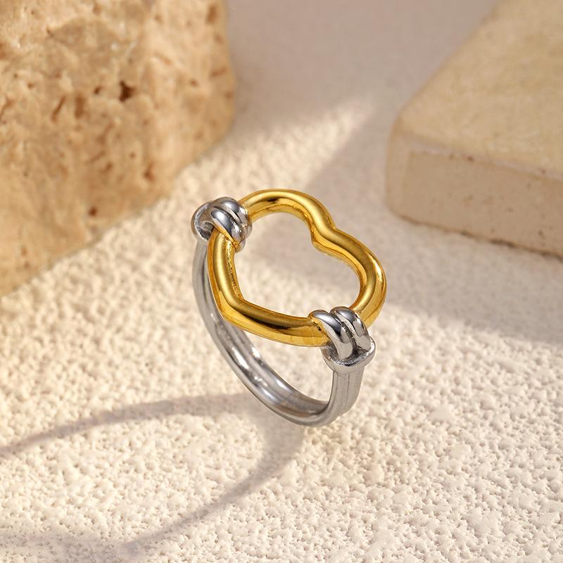 1011 Fashion Personality European and American Hot Selling Ring Minimalist Versatile Double Layer Ring Knot Love Stainless Steel Ring Women