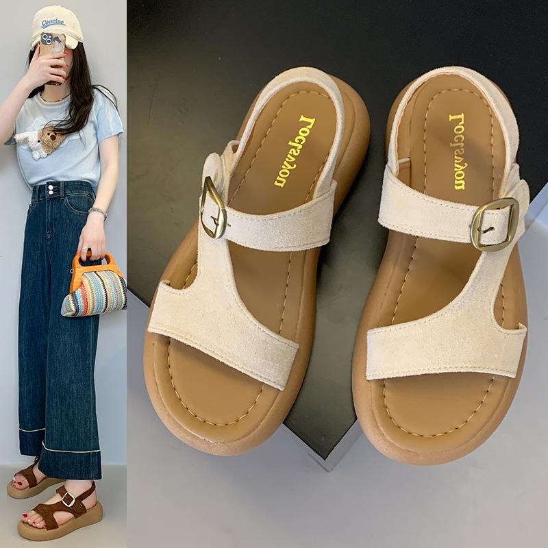 Flat-bottomed One-word Sandals for Women To Wear In Summer 2025, New Versatile Non-slip Soft-soled Casual Beach Sandals