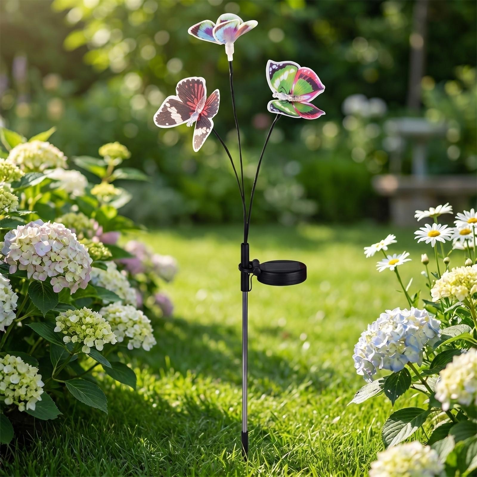 

Solar Powered Garden Decorative Light with Butterfly Design Adjustable Stake for Outdoor Lawn Yard Patio Landscape Lighting one size