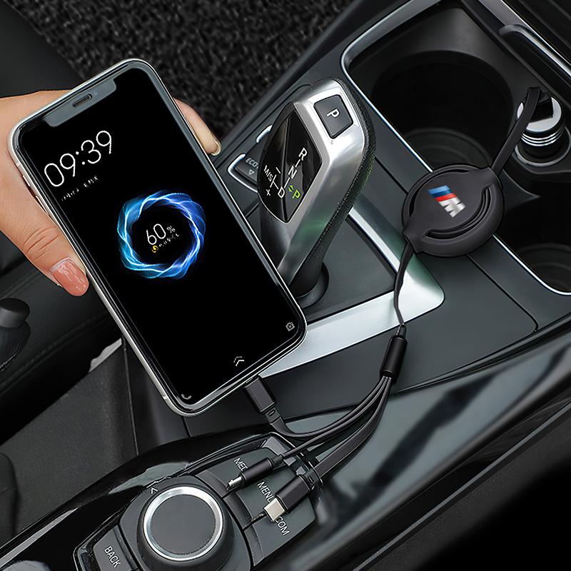 Car Interior Charging Data Cable Scalable 3 In 1 Phone Charger For BMW E46 E90 E60 F30 F10 E39 E36 F20 G20 G30 E92 E87 E91 X5 X3 CL8