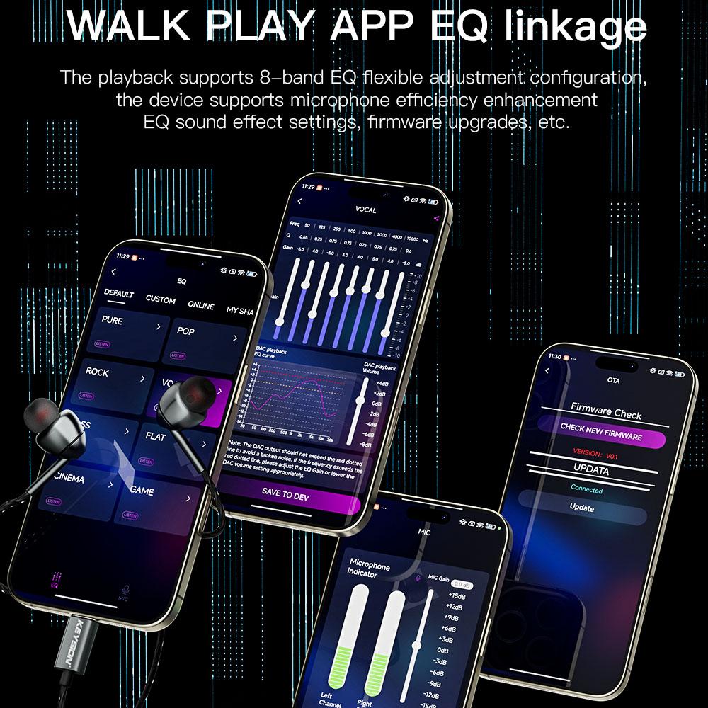 KEYSION EQ Adjustment HiFi DAC USB C In-Ear Earphone 32Bit 384kHz Hardware Decoding Heaphone Type-C Phone Wired Headset with Mic