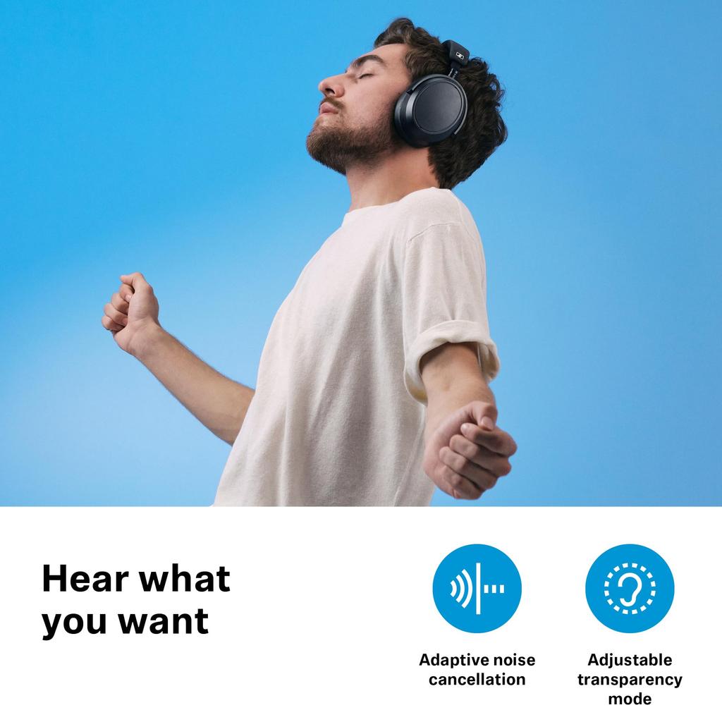 Sennheiser MOMENTUM 4 Wireless Bluetooth Noise 60 Hours of Low aptX Adaptive Multipoint Headphones, White, High-Performance Drivers, Cancellation,