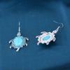 Retro Cartoon Turtle Blue Turquoise Alloy Earrings for Women