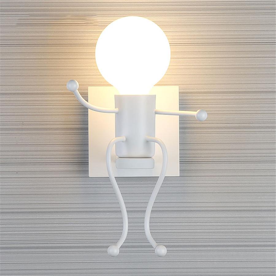 Thrisdar Creative Cartoon Robot LED Wall Lamp Seesaw Iron Sconce Wall Light for Kids Baby Bedroom Beside Corridor Wall Light