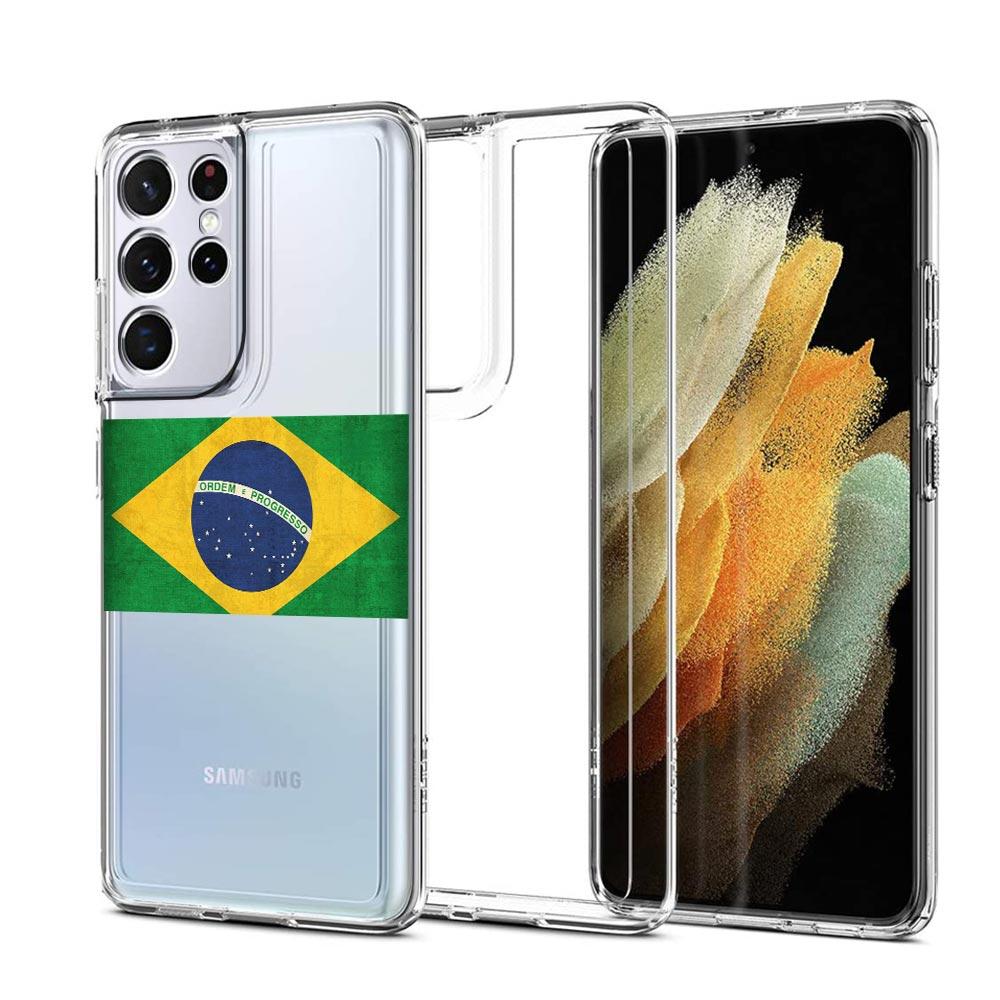 Brazil Brazilian flag Football Phone Case For Samsung Galaxy S23 S22 Ultra S20 S21 FE 5G S10 S10E S9 S8 Plus 4G Soft Clear Cover