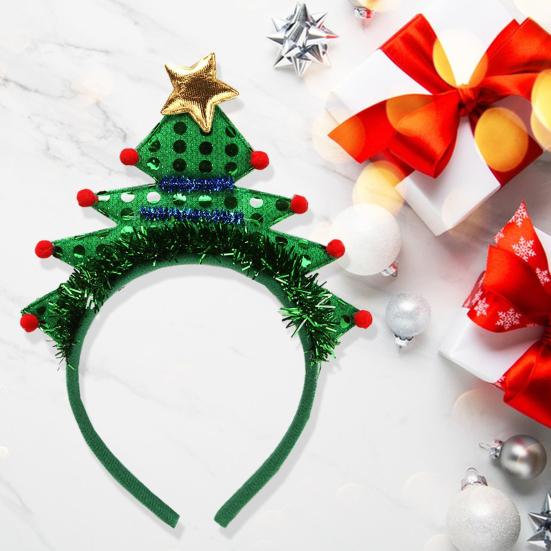 Headband with Sequins Christmas Tree Shape Performance Props Christmas Tree Hair Hoop Costume for Christmas