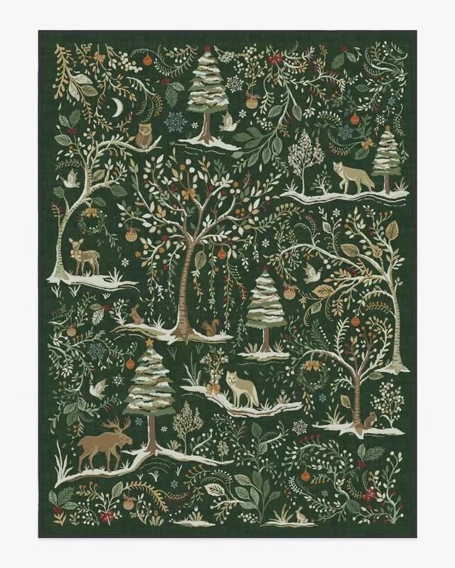 Iris Apfel Protea Forest Green Rug for Living Room Floral Aesthetic Ornate Gothic Home Decor Carpet Anti-slip Washable Floor Mat