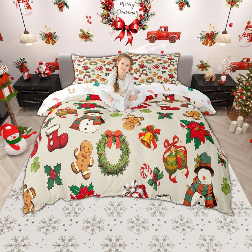 Homewish Xmas Nutcracker Duvet Cover Set For Kids Girls Cute Princess Bedding Set Cartoon Christmas Tree Quilt Cover Set