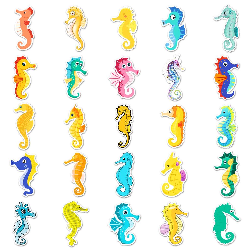 50 Seahorse Cartoon Stickers: Creative DIY Diary & Phone Case Decor, Waterproof