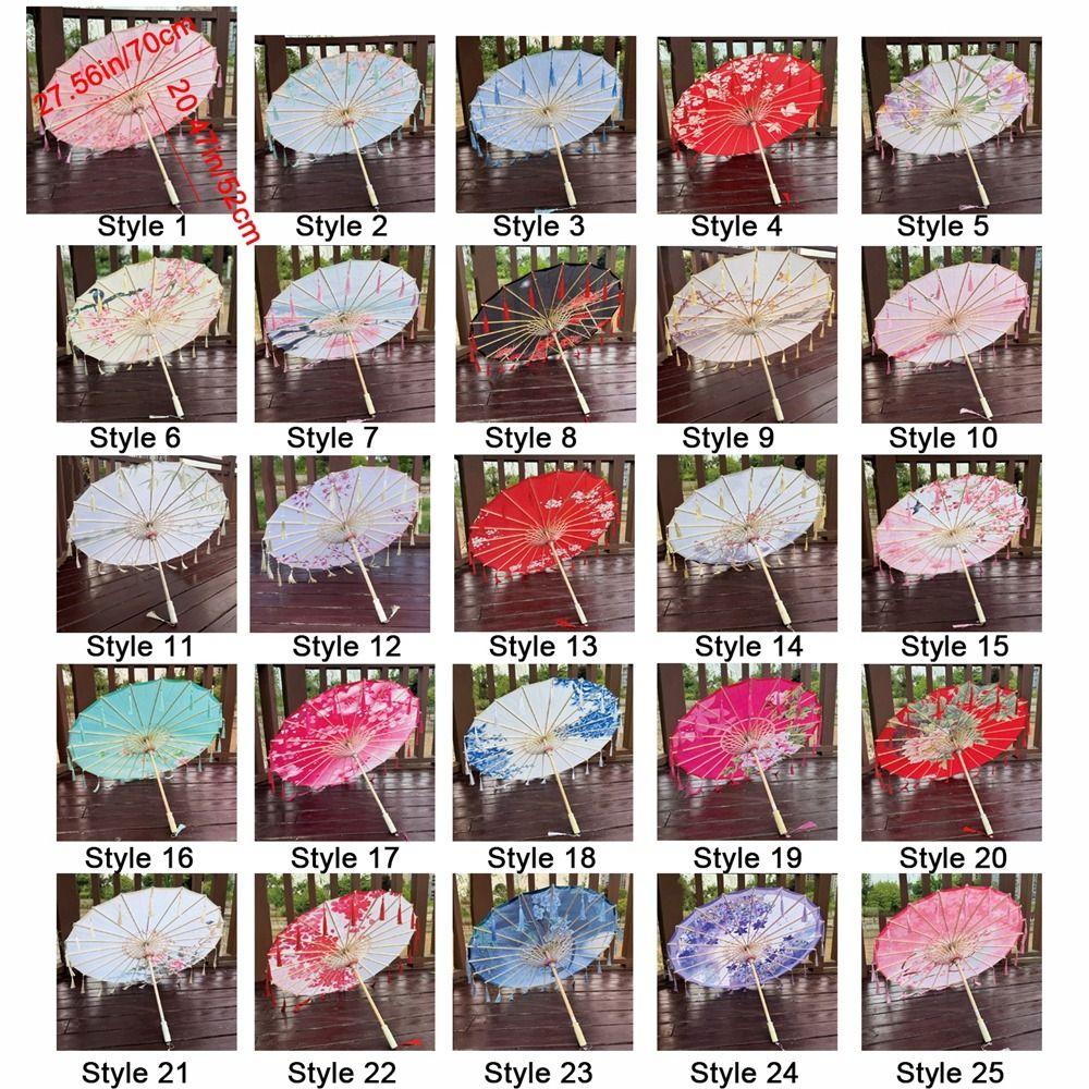 70cm Classical Oil Paper Umbrella Chinese Style Tassel Umbrella Silk Fabric Tassel Umbrella  Girls
