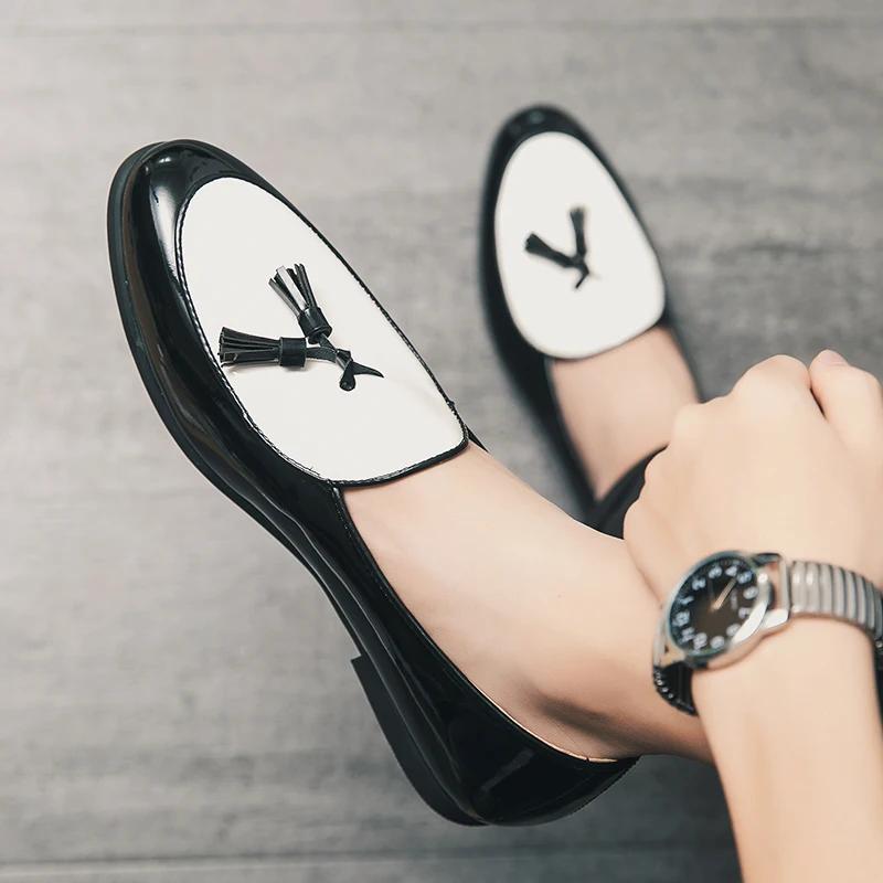 Fashion LUXURY ITALIAN LOAFERS MEN DRESS SHOES FASHION HAND-MADE SLIP ON TASSEL LOAFERS WEDDING OFFICE SHOES CASUAL MEN SHOES LEATHER