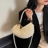 Muschelstrick-Häkel-Crossbody-Umhängetasche,Perlenketten-Handgeflochtene Damen-Schlingentasche,Elegante Zarte Niedliche Kompakte Geldbörse