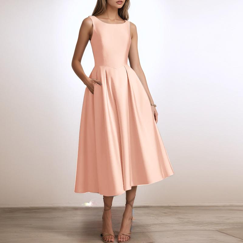 

ZANZEA Женское повседневное летнее платье А-силуэта без рукавов с круглым вырезом XL розовый