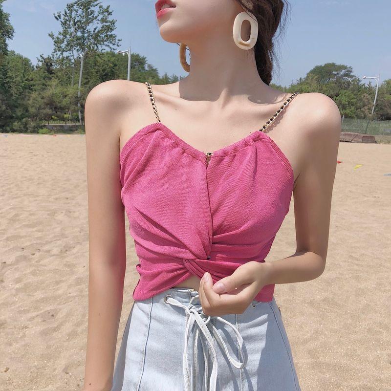 

Y2K летняя одежда для женщин, жилет-комбинация с цепочкой, базовая рубашка, топы с крестообразным принтом, женский сексуальный шикарный укороченный топ с лямкой на шее, женская одежда M фиолетовый