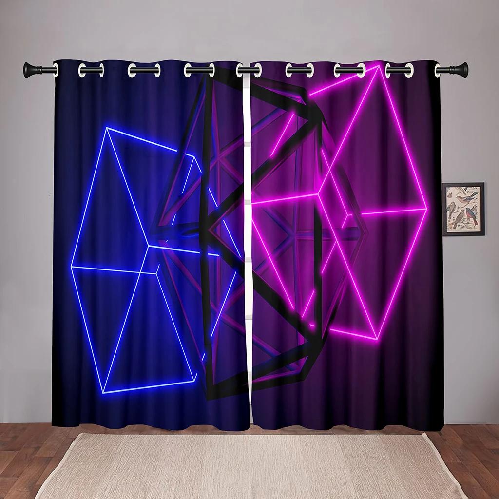 Thick Neon Emitted Light Cool Kids Blackout Window Curtain for Bedroom Living Room Bathroom Kicthen Door Hall Home High Shading