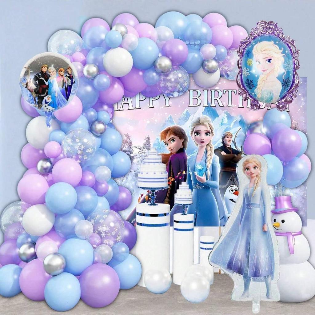 Blue Snowflake Sequin Latex Balloons for Frozen-Themed Party or Wedding Decor
