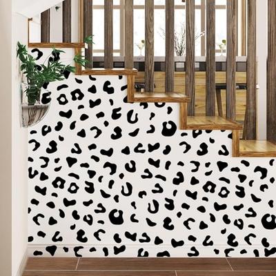 10 Sheets Wall Stickers Leopard Print Wall Decal Black Leopard Spot Vinyl DIY Removable Peel and Stick Wallpaper for Bedroom Nursery Home Decoration