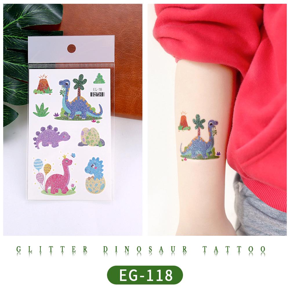 Ruikalong Glitter Animal Tattoo Stickers for Kids - Cartoon Dinosaurs, Water Transfer