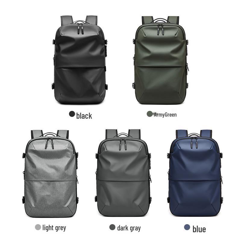 Ryggsäck för män med expanderbar stor kapacitet och vakuumkompression med en knapp för affärer, resor och pendling