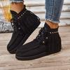 Fashion Women Ankle Boots 2025 New Round Toe Snow Boots Ladies Retro Outdoor Casual Shoes Fringe Winter Comfortable Luxury Women Shoes