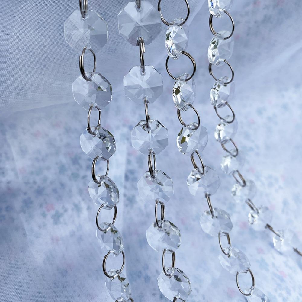 DIY 5Meters Octagonal Bead Curtain Acrylic Crystal Garland Strand Clear Hanging Gems Bead Strands Party Decorations