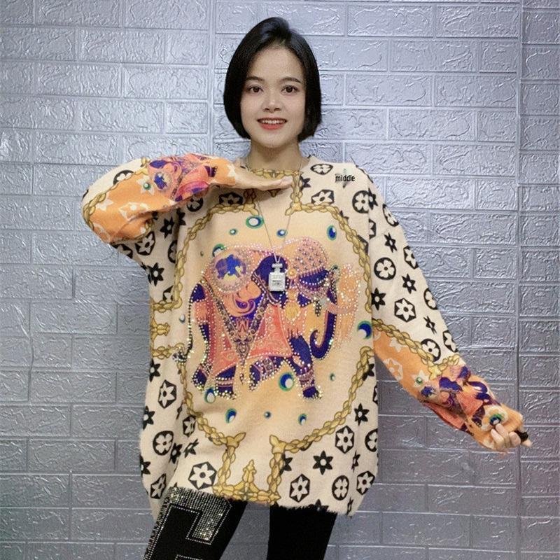 Luxurious Mink Velvet Hooded Sweatshirt for Women - Autumn/Winter Loose Slimming Knit Sweater