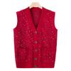 Middle-aged Elderly Knitted Sweater Vest Female Age 0 Mother Wear Autumn Sweater Vest Grandma New Warm Cardigan
