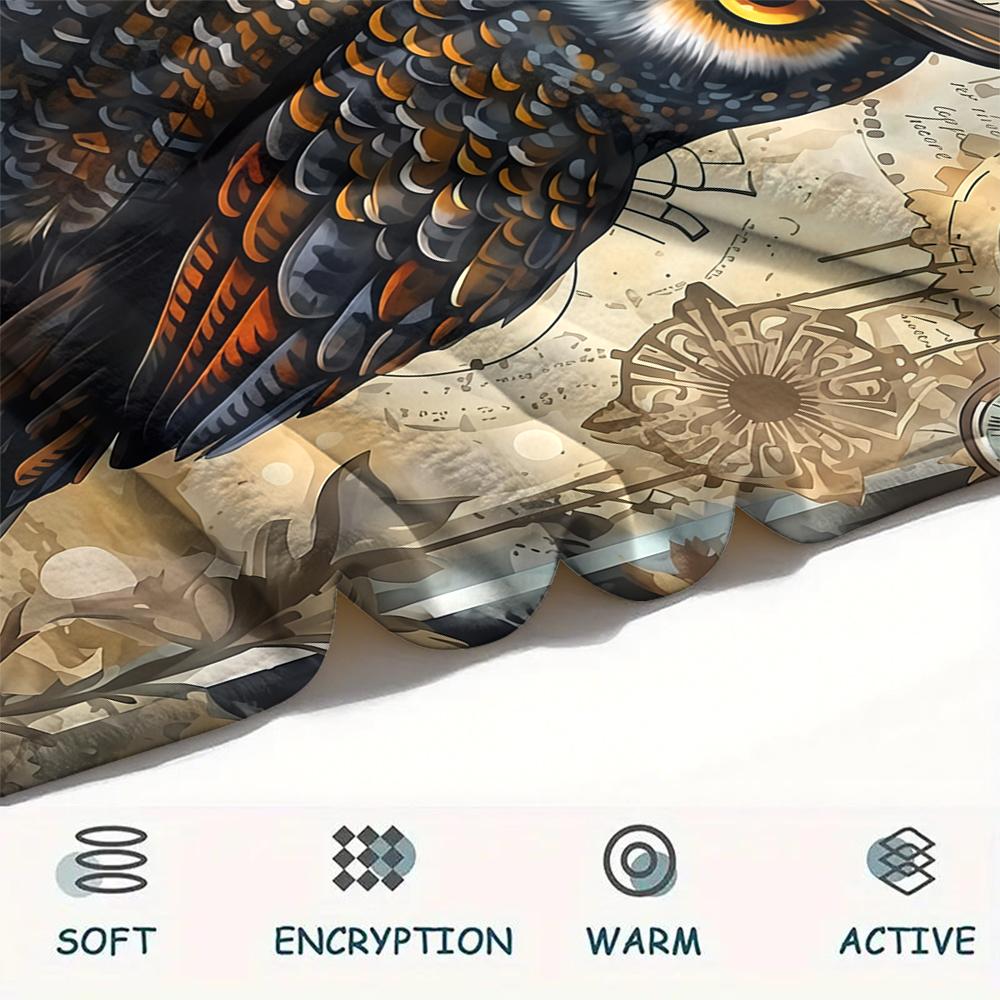 1PC Custom Name Autumn Owl Patterned Flannel Blanket Suitable For All Seasons for Home Decor Warmth and Comfort Gifts Holiday Present_lx