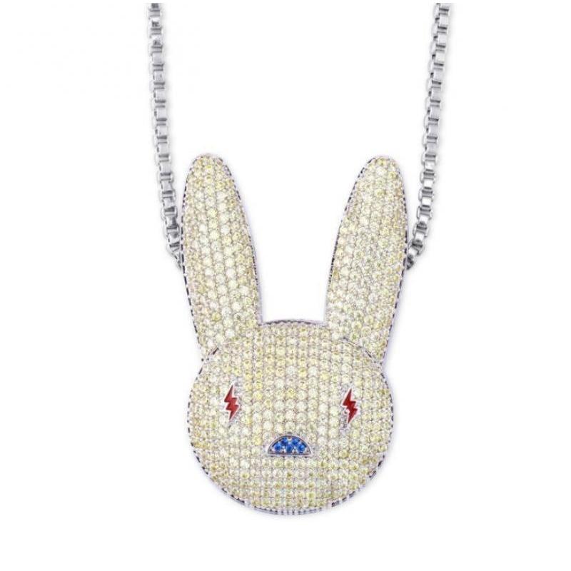 Full Zircon Rabbit Necklace European and American Hip-hop Pendant