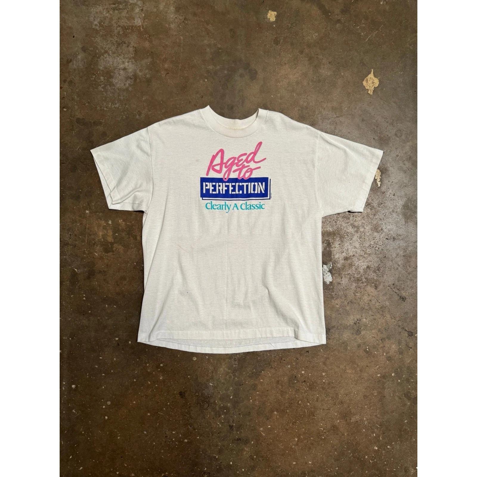 

VTG 87 Aged to Perfection Clearly a Classic Age Humor White S/S T-Shirt Sz L 4XL