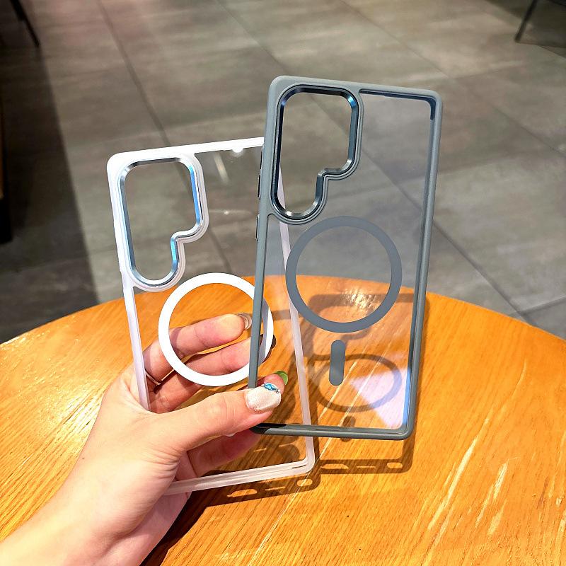 Gold Shield Magnetic Suction Suitable for New Samsung S25Utra Mobile Phone Case S24 Full-pack Magnetic Suction Protective Case Metal Camera Frame