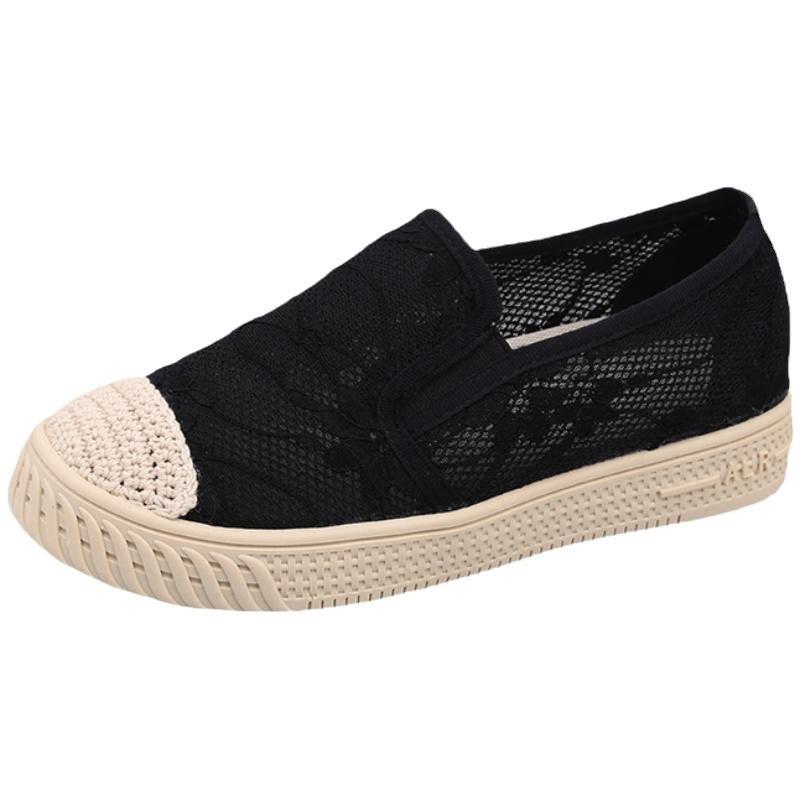 Shoes women's spring 2025 new lazy one-pedal soft-soled cloth shoes breathable mesh casual hollow single shoes