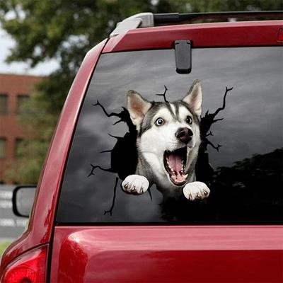 Funny Dog Head In The Crack Vinyl Car Stickers Decals Motorcycle Accessories Car-window Decorative Goods Pvc Car Sticker