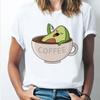 Women Tshirt Drink Coffee Cartoon Bear Print Harajuku Summer Tshirts Casual O-Neck Short Sleeve Tops Tee T Shirt Custom T-Shirt