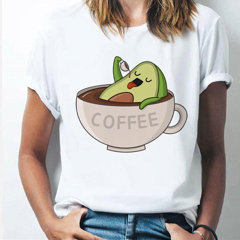 Women Tshirt Drink Coffee Cartoon Bear Print Harajuku Summer Tshirts Casual O-Neck Short Sleeve Tops Tee T Shirt Custom T-Shirt