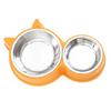 Cat-shaped Double-bowl Stainless Steel Tableware, Cat Basin Integrated Pet Bowl, Non-wet Mouth Feeding and Drinking for Dogs