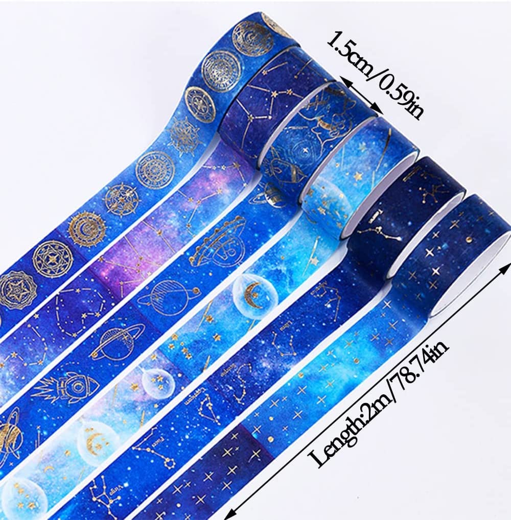 Set of Masking BetterJonny 15mm Wide x 2m Long Gold Foil Washi Tape for Creative Gift and DIY Arts and Gift and Decoration 12-Roll Tape, Scrapbooking,