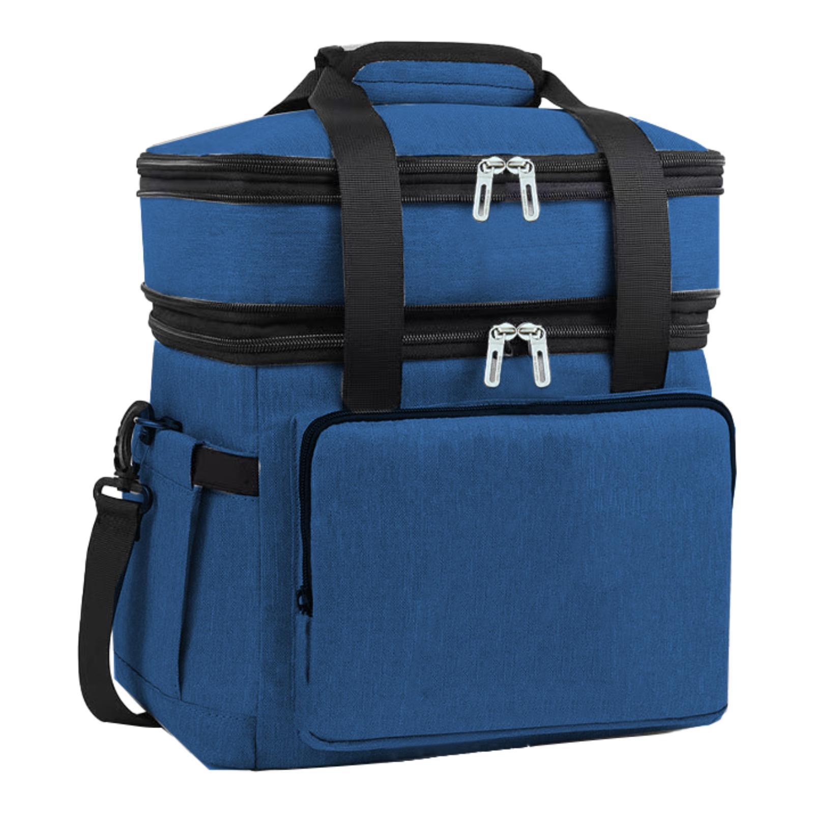

Insulated Cooler Bag Waterproof with Adjustable Strap Versatile Portable Thickened 2 Tier for Picnic Beach Fishing Hiking Office