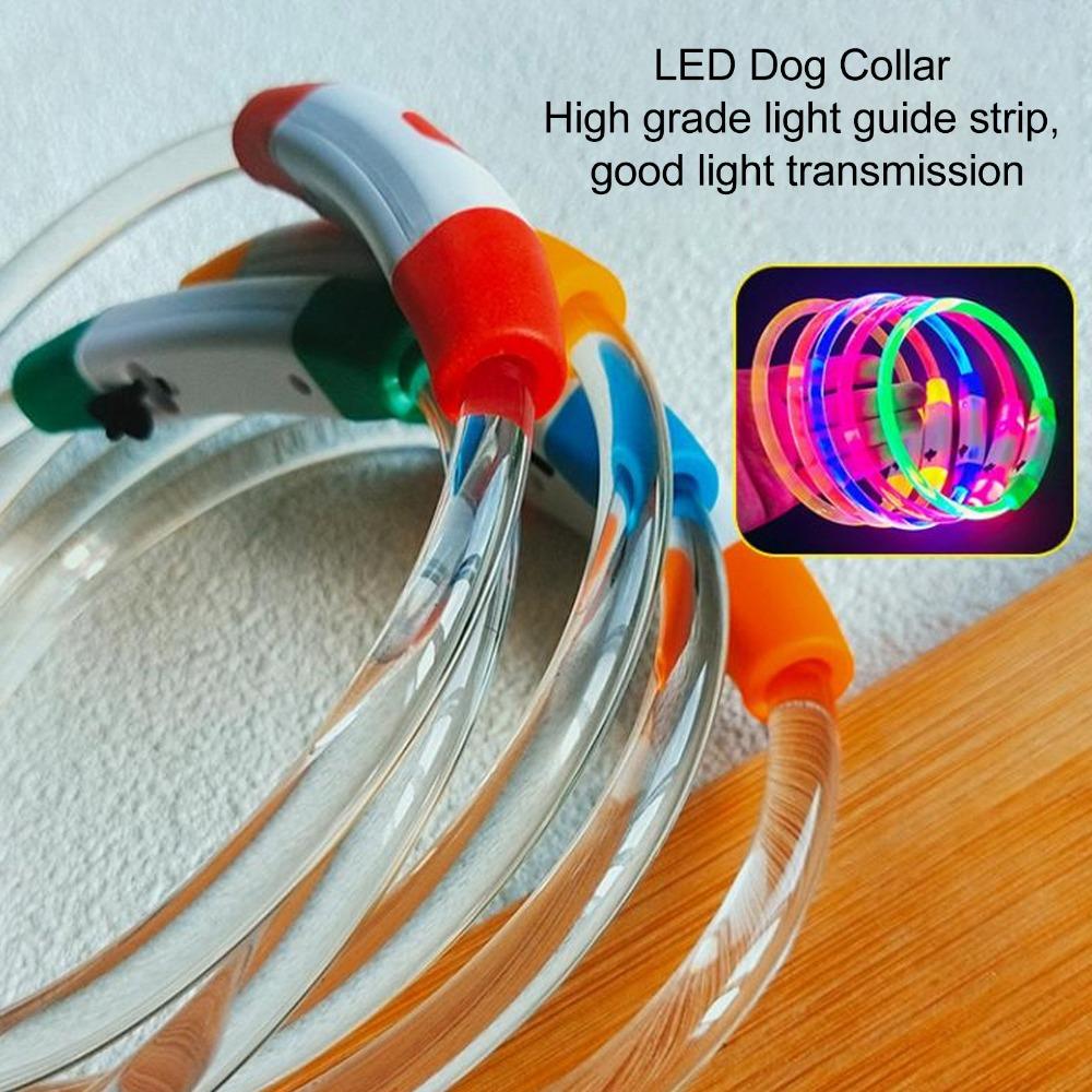 USB Charging Pet Collar Tube Shape LED Collar Bright Light Dog Necklace  Dog Walking