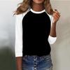 T-shirt Casual da Donna con Maniche a Raglan, Maglia Baseball Color Block a Maniche 3/4, Top Morbido e Leggero