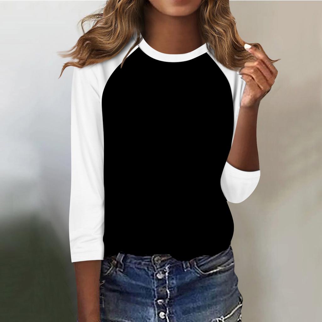 T-shirt Casual da Donna con Maniche a Raglan, Maglia Baseball Color Block a Maniche 3/4, Top Morbido e Leggero
