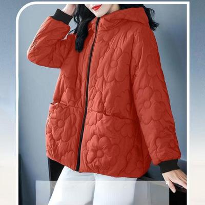 Women's Spring Winter Plus Size Thickened Solid Colour Casual Short with Hooded Zipper Model Warm Coat