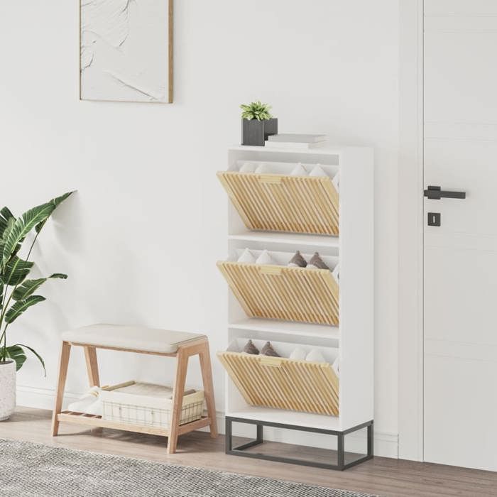 VidaXL Shoe Cabinet, Shoe Rack, Storage Cabinet, Shoe Rack Entrance Hallway, Scandinavian, White 352127