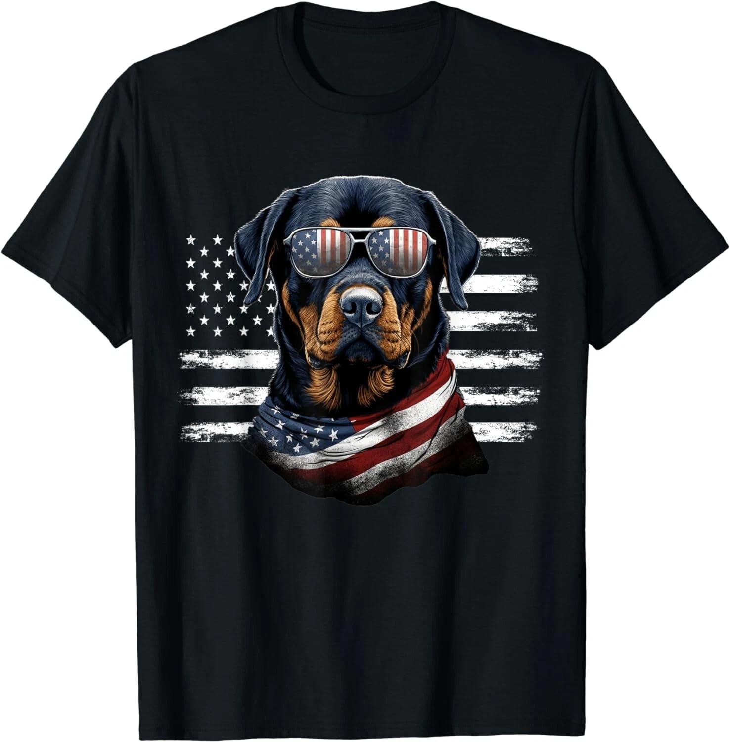 Rottweiler Dog Dad Dog Mom USA Flag 4th Of July Gifts Unisex T-Shirt M