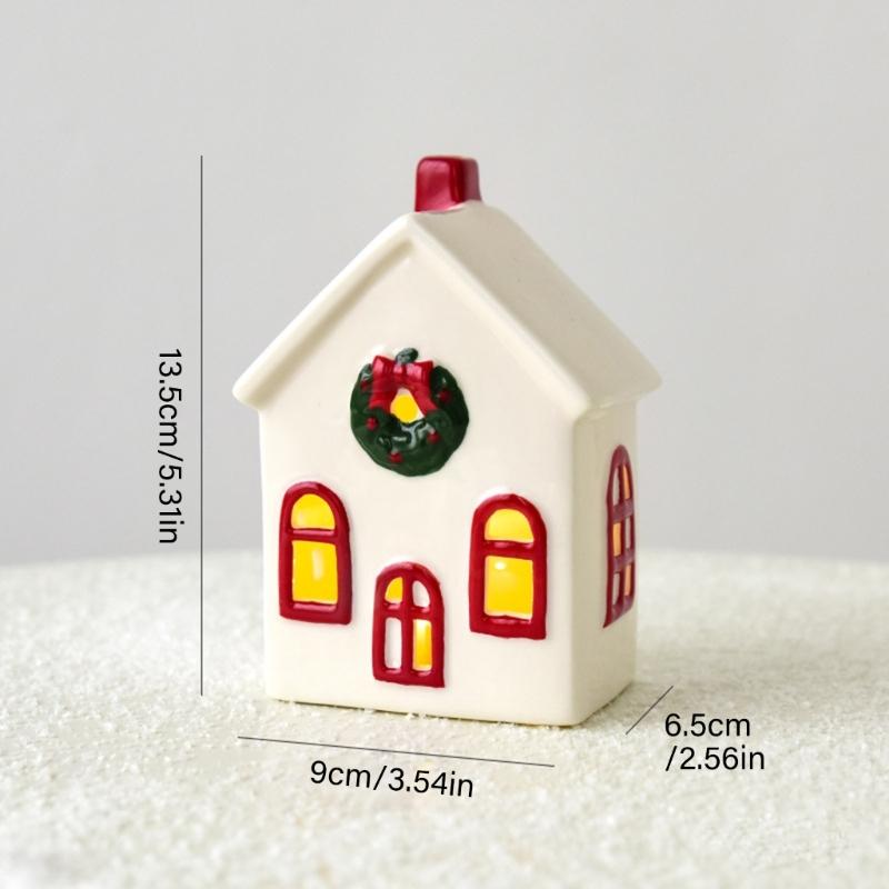 Festival Keramik Hus Ljusstakar Batteridrivna Juldekoration Vinterdisplay Gåva Julstugor Hus
